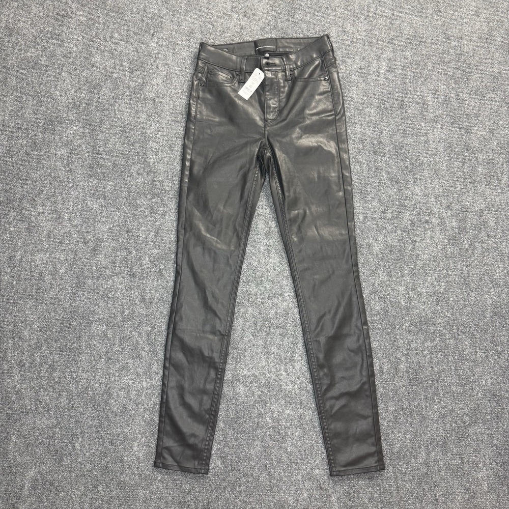NWT White House Black Market High Rise Coated Skinny Jeans Women's 00R Black